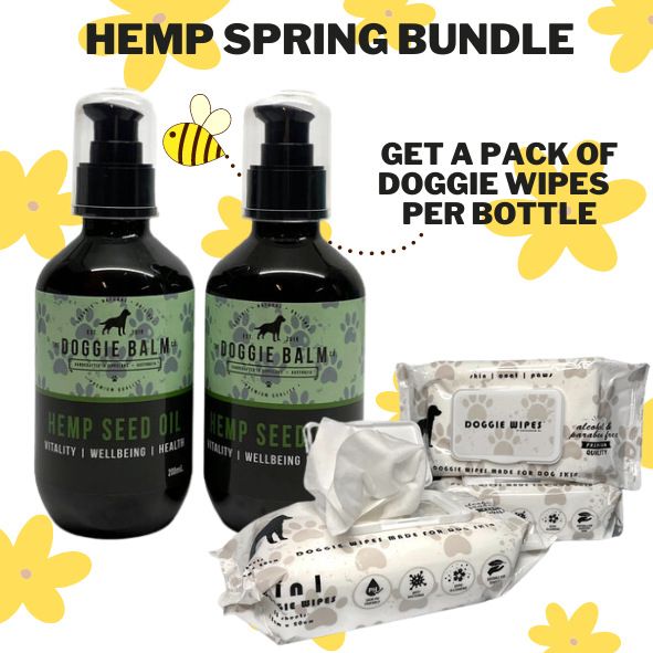 Hemp Spring Bundle Exclusive: Hemp Seed Oil + Free pack of Doggie Wipes