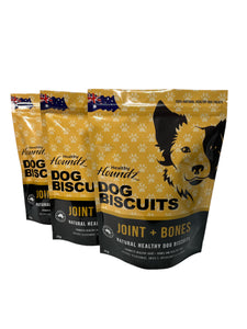 JOINT + BONES HEALTH FOR DOGS. NATURAL HEALTHY BISCUITS.